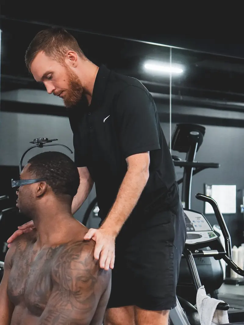 Matt working hands-on with Owen Carney during an assessment
